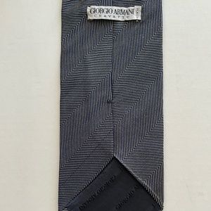 Mens Giorgio Armani Cravatte Herringbone Black/White Silk Tie